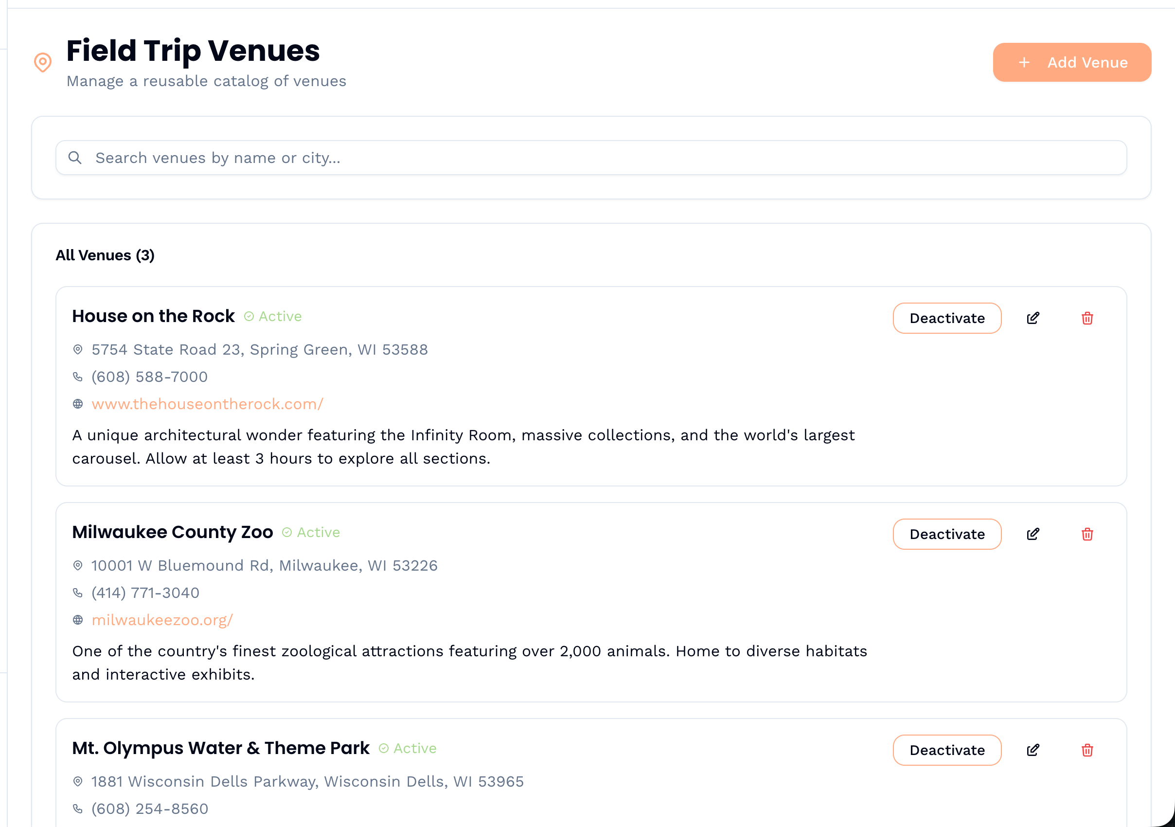 Field Trip & Venue Management